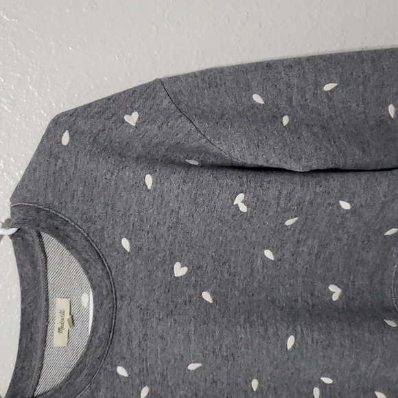 Madewell WOMEN'S GRAY PETAL HEARTS EMBROIDERED LONG SLEEVE SWEATSHIRT, S… - Picture 9 of 16